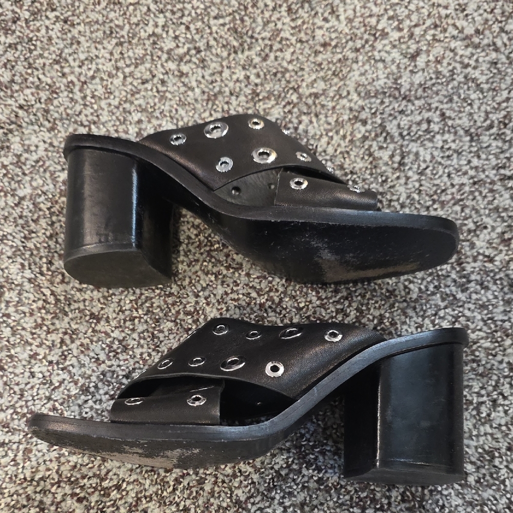 rag & bone Black Mules with Silver Eyelets - Picture 5 of 8